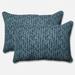 Pillow Perfect Outdoor/ Indoor Herringbone Ink Blue Rectangular Throw Pillow (Set of 2)