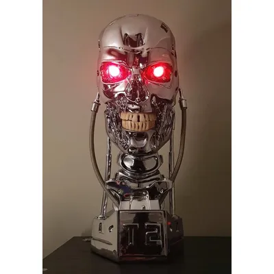 NEW 1:1 T800 T2 Skull Terminator Endoskeleton Lift-Size Bust action Figure Resin Replica Model Toy Collection gift LED EYE