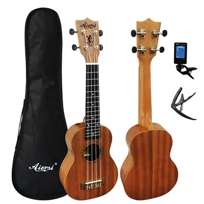 Aiersi full pack 21 inch ukelele mahogany Soprano ukulele guitar musical gifts instrument 4 string