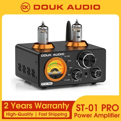 Douk Audio HiFi Bluetooth 5.0 Vacuum Tube Amplifier USB DAC Stereo Receiver COAX/OPT Home Audio Digital Amp w/VU Meter 100W+100W