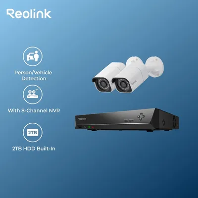 Reolink 8CH NVR 4K Security Camera System 8MP PoE IP Cameras 24/7 Recording with 2TB HDD Smart Detection H.265 Video Recorder