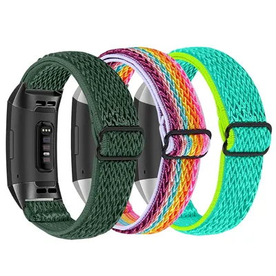 New Nylon Elastic Bracelet Band Loop For Fitbit Charge 4 3 Woven Sports Watch Wrist Strap For Fitbit
