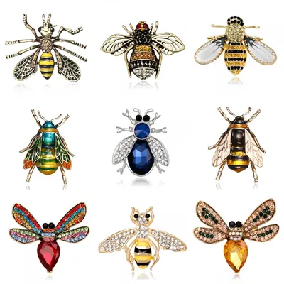 Rinhoo New Fashion Crystal Rhinestone Bee Insect Brooch Vintage Enamel Animal Brooch For Women Men