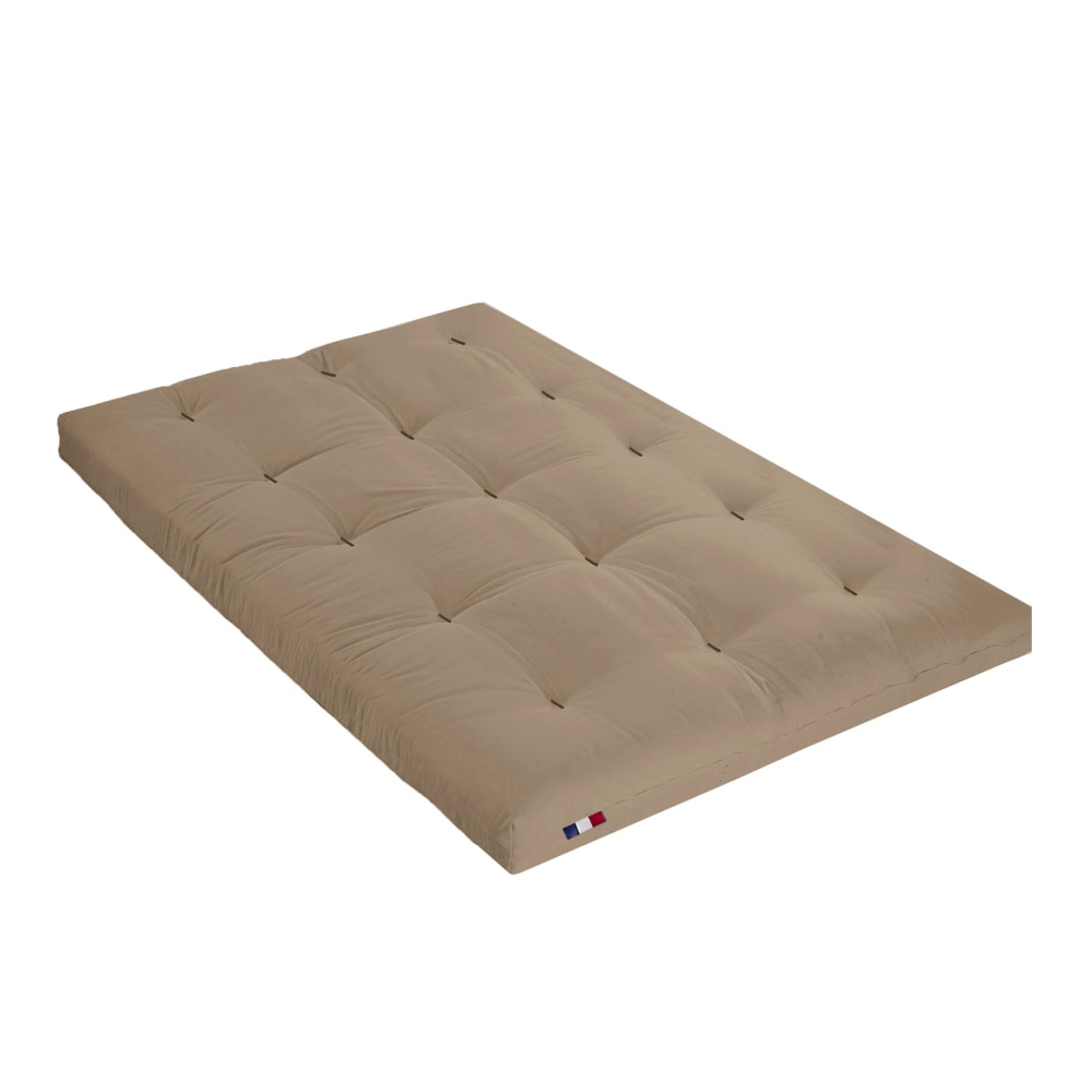 Matelas futon coton et fibres taupe 160x200