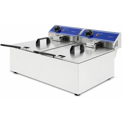 Vertes - Friteuse Electrique Professionnelle 2x 10L (6000W, 230V, Principe de la Zone Froide,