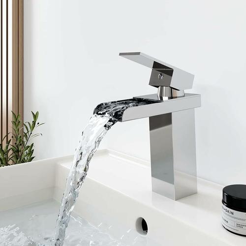 Wasserfall Wasserhahn, Einhebelmischer Wasserhahn aus Edelstahl für kaltes und heißes Wasser