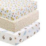 Polka Dot Animal Bear Friends ABC&123 Unisex Multi-color Cotton Toddler/Baby Crib Child Fitted Sheet Set (Pack of 3)