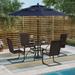 5/6piece Patio Dining Set, 4 C-Spring Rattan Chairs and 1 Metal Table with Umbrella Hole