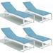 Crestlive Outdoor Pool Side Adjustable Aluminum Chaise Lounge Chairs Set of 4 - See Picture