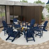 Polytrends Laguna All Weather Poly Outdoor Adirondack Patio Conversation Set - Foldable (12-Piece)