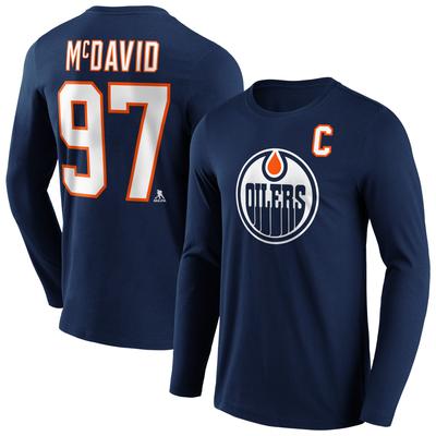 Edmonton Oilers Fanatics Branded Iconic Name & Number Graphic Langarm-T-Shirt – Connor McDavid 97 – Herren Image