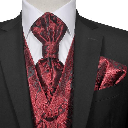 vidaXL Hochzeitswesten-Set Herren Paisley Größe 48 Burgunderrot