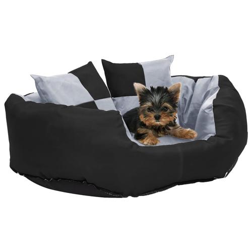 vidaXL Wendbares & waschbares Hundekissen Grau und Schwarz 65x50x20 cm