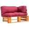 vidaXL Garten-Palettensofa mit Roten Kissen Kiefernholz