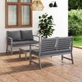 vidaXL 3-tlg. Garten-Lounge-Set mit Auflagen Massivholz Akazie Grau