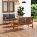 vidaXL 3-tlg. Garten-Lounge-Set mit Auflagen Massivholz Akazie