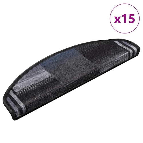 vidaXL Treppenmatten Selbstklebend 15 Stk. Schwarz und Grau 65x21x4 cm