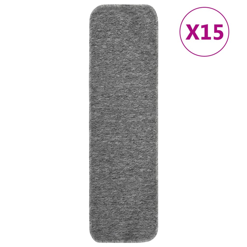 vidaXL Antirutsch Stufenmatten 15 Stk. 75×20 cm Grau Rechteckig