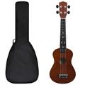 vidaXL Sopran Ukulele Set für Kinder mit Tasche Dunkles Holz 23"