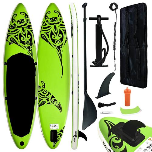 vidaXL Aufblasbares Stand Up Paddle Board Set 305x76x15 cm Grün