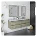 Loon Peak® Loon Peak Heela 60" Wall-Mount Double Sink Bathroom Vanity Set w/ Mirror (Faucet Not Included) Wood/Quartz Top in Gray | Wayfair