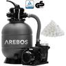 Arebos - Sandfilteranlage mit Pumpe inkl. 700g Filterbälle Grau 400W 10.200 L/h Tankvolumen bis zu