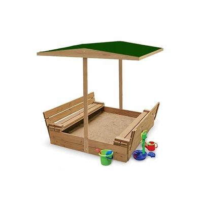 Viking Choice - Sandkasten mit Deckel, Sitz & Dach - 120x120 cm