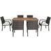 Costway 7PCS Patio Rattan Cushioned Dining Set with Umbrella Hole