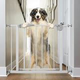 Tucker Murphy Pet™ Ardes Steel Pressure Mounted Pet Gate Metal (a highly durability option) in Gray | 30 H x 29 W x 1 D in | Wayfair