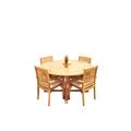 Rosecliff Heights Douberly Round 4 - Person Outdoor Dining Set Wood/Teak in Brown/White | 105 W x 60 D in | Wayfair