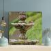 Latitude Run® Red & Brown Bird On Brown & White Bird Bath - 1 Piece Rectangle Graphic Art Print On Wrapped Canvas in Green | Wayfair