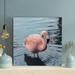 Bayou Breeze Pink Flamingo On Body Of Water 2 - 1 Piece Square Graphic Art Print On Wrapped Canvas-408 in Blue/Pink | 32 H x 32 W x 2 D in | Wayfair