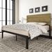 17 Stories Martese Light Brown Queen Size Platform Bed Frame w/ Wood Headboard & Metal Slats Metal in Gray | 39.3 H x 57.8 W x 77.1 D in | Wayfair