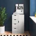 Zipcode Design™ Baehr Modern Storage Cabinet, Freestanding Organizer w/ 4 Drawers & Cabinet For Living Room Or Bedroom Wood in White | Wayfair