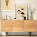Roomfitters Mid Century TV Stand for TV's up to 65" with Wood Carved Geometric Designs, Media Console Entertainment Center - 59"