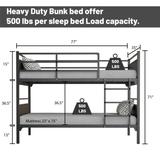 Onetan, 5" Medium High Density Foam Mattress With Heavy Duty Metal Bunk Bed, Black