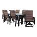 Courtyard Casual Madison 7 Piece Mixed Dining Set 70" Rectangle Table with 2 Padded Swivel Sling Chairs and 4 Dining Chairs