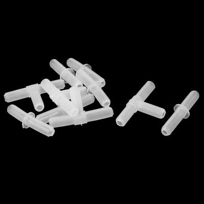 Connecting Plastic Air Pump Tube Straight Tee Connector 10 in 1 - White