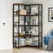 Industrial Corner Bookshelf, Large Corner Etagere Bookcase for Living Room Home Office, Rustic Brown (5-Tier/7-Tier)