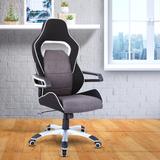 Global Pronex Mobili Ergonomic Upholstered Racing Style Home & Office Chair, Grey/Black