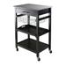 Julia Utility Kitchen Cart, Granite Top, Black - 22.68 x 16.06 x 33.94 inches