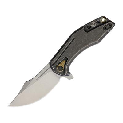 Bladerunners Systems Overwatch Framelock Folding Knife 3" stonewash finish CPM S35VN stainless clip point Black stonewash finish titanium handle