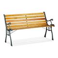 Relaxdays Gartenbank, 2 Sitzer, HBT 74 x 126 x 53 cm, Holz, Gusseisen, Outdoor Sitzbank, stabile Parkbank, Natur/schwarz