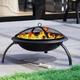 Home Discount Stahl Fire Pit faltbar Outdoor Garten Terrasse Heizung Grill Camping Schüssel BBQ mit Poker, Grill, Rost, Deckel aus Netzstoff