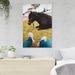 Gracie Oaks Person"s Feet & A Black Horse On Grass - 1 Piece Rectangle Graphic Art Print On Wrapped Canvas in Black/Blue/Yellow | Wayfair