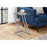Accent Table, C-shaped, End, Side, Snack, Living Room, Bedroom, Metal, Tempered Glass, Clear, Contemporary, Modern