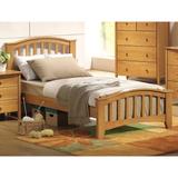 Transitional Style Twin Size Wooden Platform Bed with Arched Vertical Slats Headboard and Wooden Straight-Tapered Leg