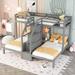 Nestfair Twin over Twin and Twin Bunk Bed with Built-in Staircase and Storage Drawer