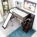 Aoolive Twin Size Loft Bed with Storage and Slide