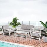 Outsunny 5 Pieces Patio Wicker Sectional Conversation Sets, Outdoor PE Rattan Aluminum Frame Loveseat Furniture